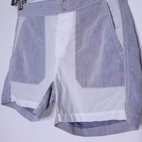 MAISON MARTIN MARGIELA MM6 Patchwork Linen Shorts Blue Casual Women's 38/US 6 - Picture 3 of 9